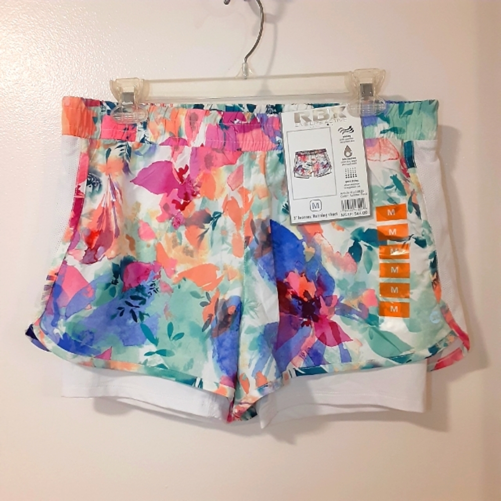 💥SALE💥 RBX running shorts women 3" inseam bright floral pattern summer medium